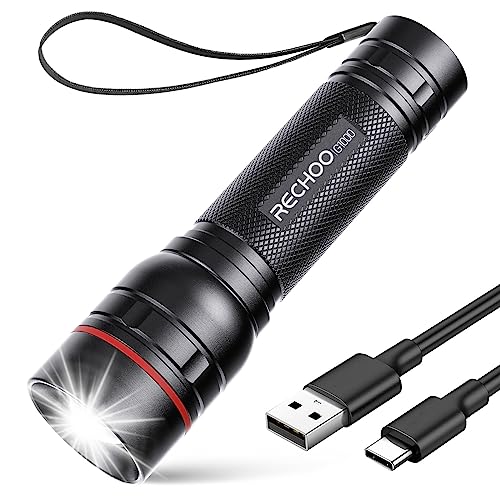RECHOO Rechargeable Flashlights High Lumens, G1000 Super Bright Flash Light, Small Zoomable Led Flashlight with 3 Lighting Modes, Portable Tactical Flashlights for Camping (Battery Included) - Image 1