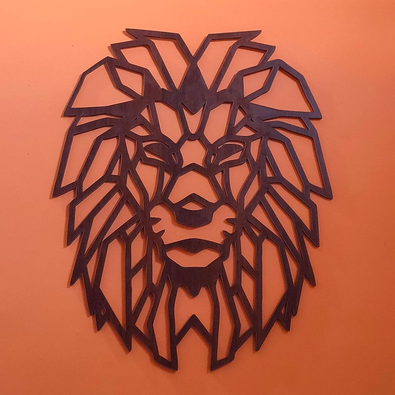 Litup_store Lion Face Wooden Wall Hanging for Home Office Decorations Wooden - Image 2