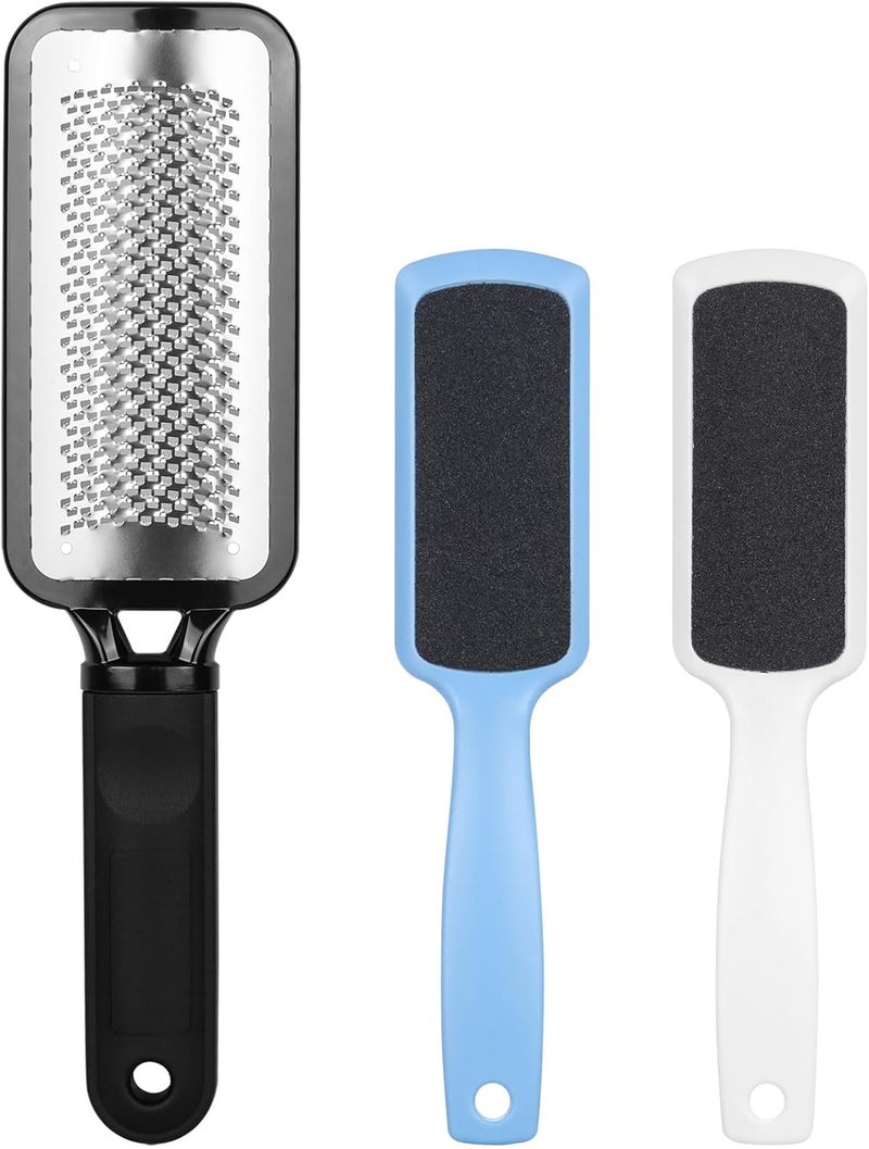 3 Pieces Colossal Foot Files Kit Foot Scrubber Foot Rasp and DoubleSided Heel Files Pedicure Tools Callus Remover Stainless Steel Feet Scraper Foot Grater for Dead Skin