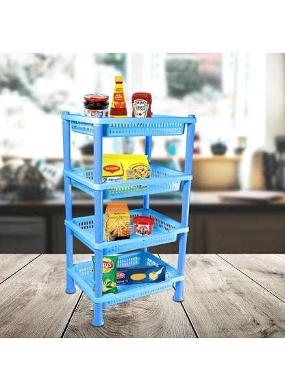 Nabhya - Nabhya 4 Tyre Multipurpose Basket Stand Rack for Fruit and Vegetable(4 Racks) (4 Tier Rack, Blue) - Image 1
