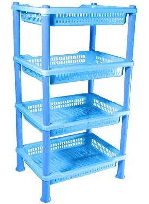 Nabhya - Nabhya 4 Tyre Multipurpose Basket Stand Rack for Fruit and Vegetable(4 Racks) (4 Tier Rack, Blue) - Image 1
