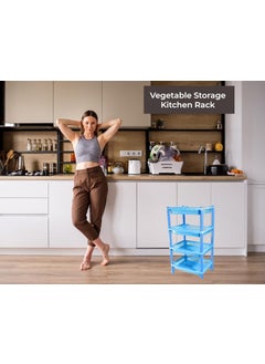Nabhya Nabhya 4 Tyre Multipurpose Basket Stand Rack for Fruit and Vegetable(4 Racks) (4 Tier Rack, Blue)  - Image 4