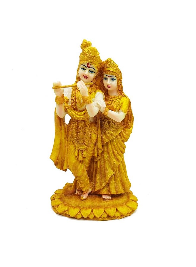 ascension Radha Krishna ji Jugal Jodi Murti Poly Resin, Marble Crush for Home Mandir Temple Showpiece Idol Statue Gifts Home Decor Temple Pooja Golden - Image 4