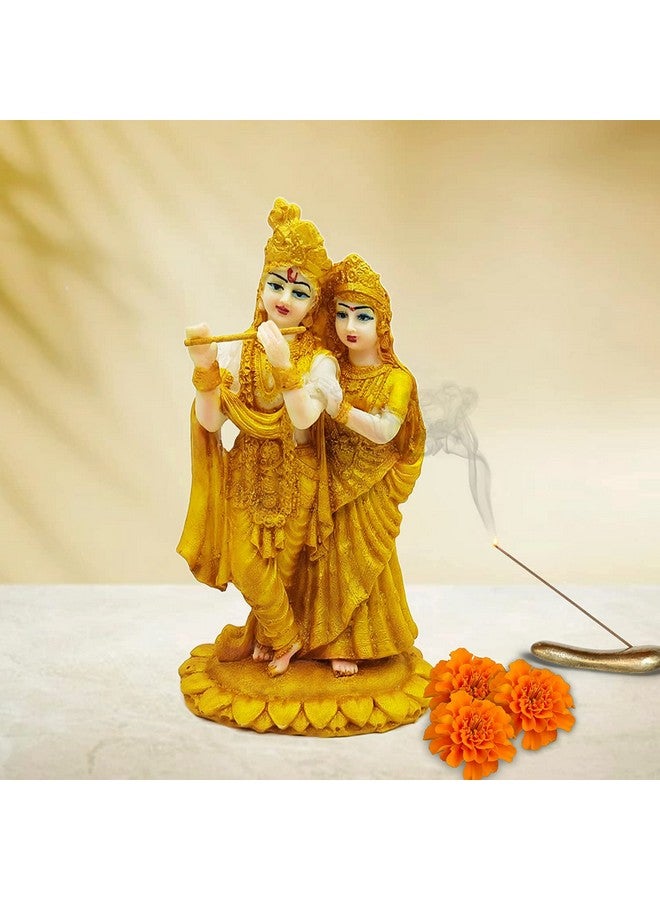 ascension Radha Krishna ji Jugal Jodi Murti Poly Resin, Marble Crush for Home Mandir Temple Showpiece Idol Statue Gifts Home Decor Temple Pooja Golden - Image 3