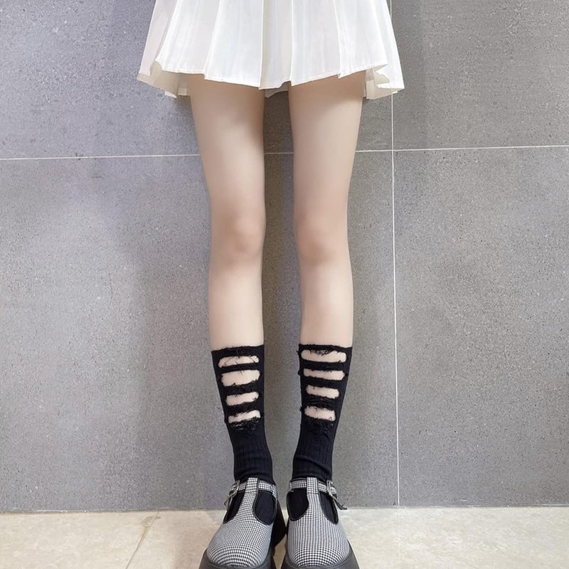 Women Ripped Socks Fashion Broken Socks Ribbed Knitted Street Beggar Socks Soft Warm Socks for Cold Weather - Image 5