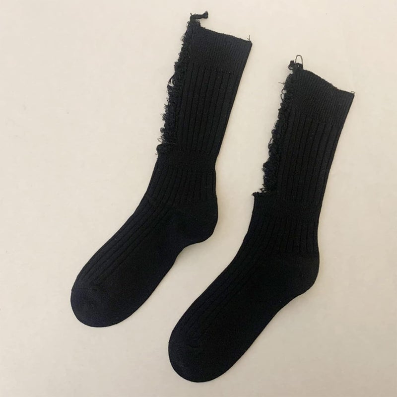 Women Ripped Socks Fashion Broken Socks Ribbed Knitted Street Beggar Socks Soft Warm Socks for Cold Weather - Image 4
