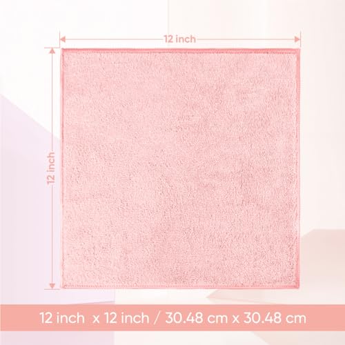 HOMEXCEL Microfiber Washcloths 12 Pack Highly Absorbent and Soft Face Towel MultiPurpose Wash Cloths for Bathroom Gym Hotel Spa and Kitchen Multicolor 12x12 Inch Pink - Image 3