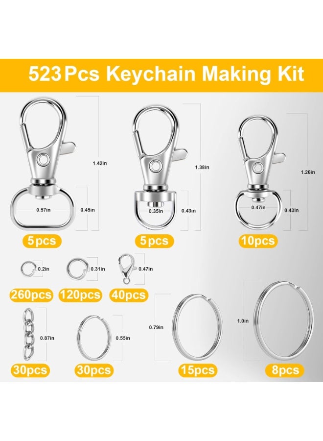 Arabest 523PCS Keychain Making Kit, Keychain Making Supplies Including Keychains Clips Hooks, Key Chain Rings, Lobster Claw Clasps and Jump Rings for Jewelry Making Supplies, Crafts - Image 2