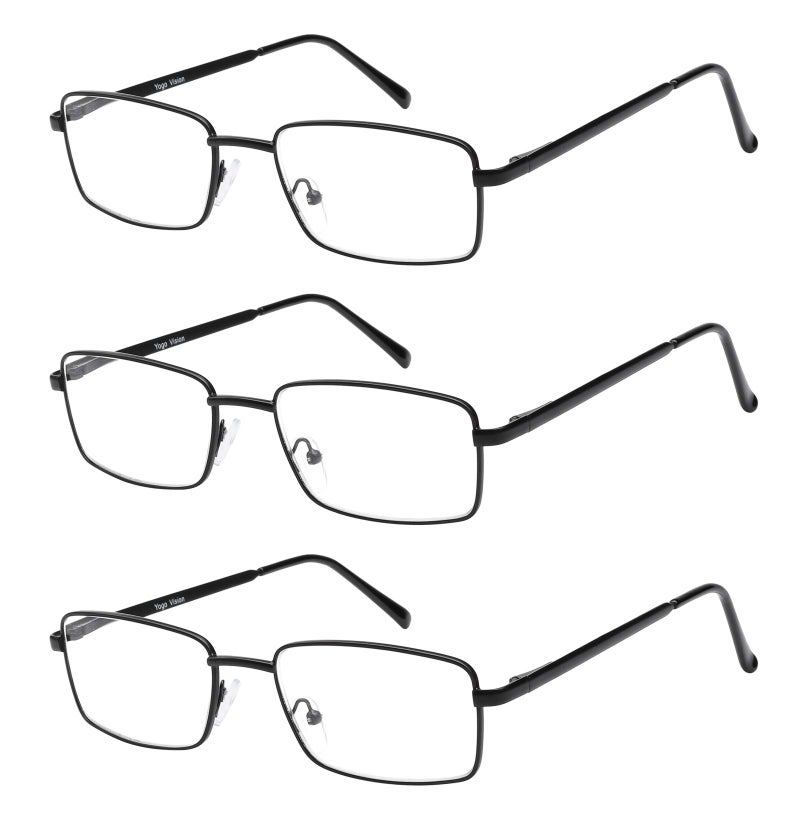 Success Eyewear Reading Glasses Set of 3 Metal Full Rim Glasses for reading for Men and Women - Set of 3 Black 1.5 - Image 1