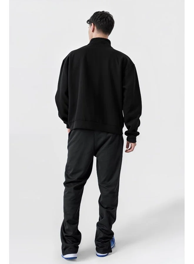 Maniac  Maniac Mens Solid High Neck Full Sleeve Black Cotton Fleece Sweatshirt for Men | Best Price UAE