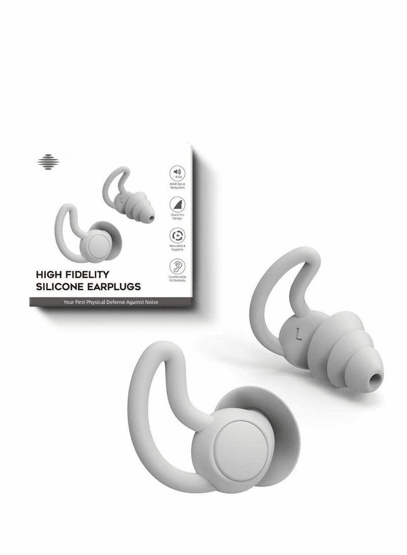 Excefore Reusable Silicone Ear Plugs Noise Reduction Earplugs, Easy to Use and Carry, Sleeping Ear Plugs Ear Caps for Light Sleeper Work Read TravelLightweight and Small (Grey)  - Image 1