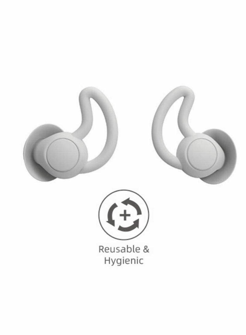 Excefore Reusable Silicone Ear Plugs Noise Reduction Earplugs, Easy to Use and Carry, Sleeping Ear Plugs Ear Caps for Light Sleeper Work Read TravelLightweight and Small (Grey)  - Image 4