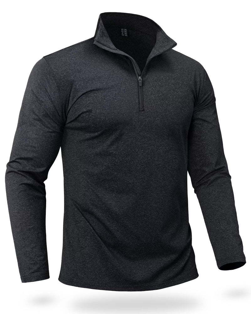 Boladeci Mens Pullover Quarter Zip Fleece Lined Black Golf Shirt Long Sleeve Lightweight Casual Shirts Casual Thermal Sweatshirts Sweaters and Pullovers Golf Accessories for Men - Image 1