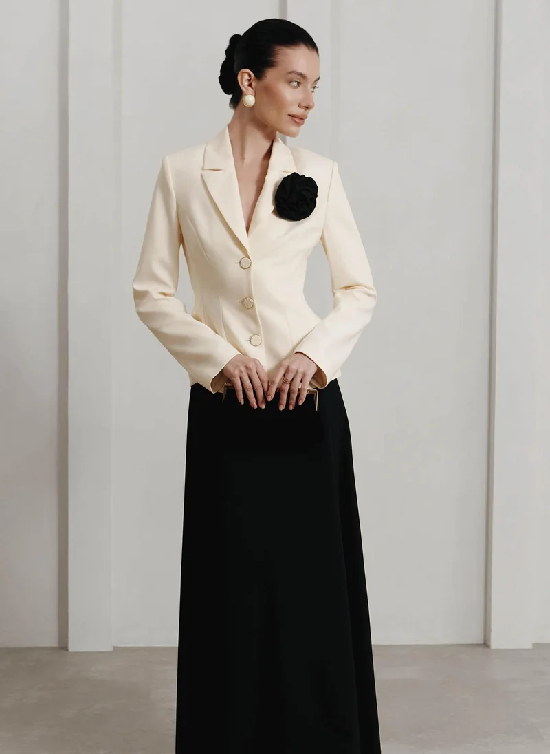 Lichi Flared satin maxi skirt