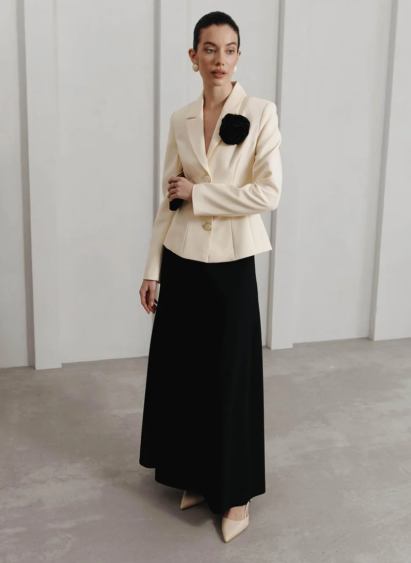 Lichi Flared satin maxi skirt