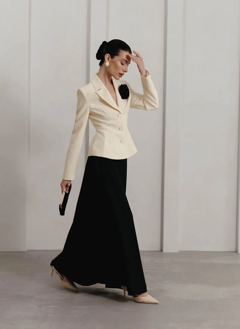 Lichi Flared satin maxi skirt