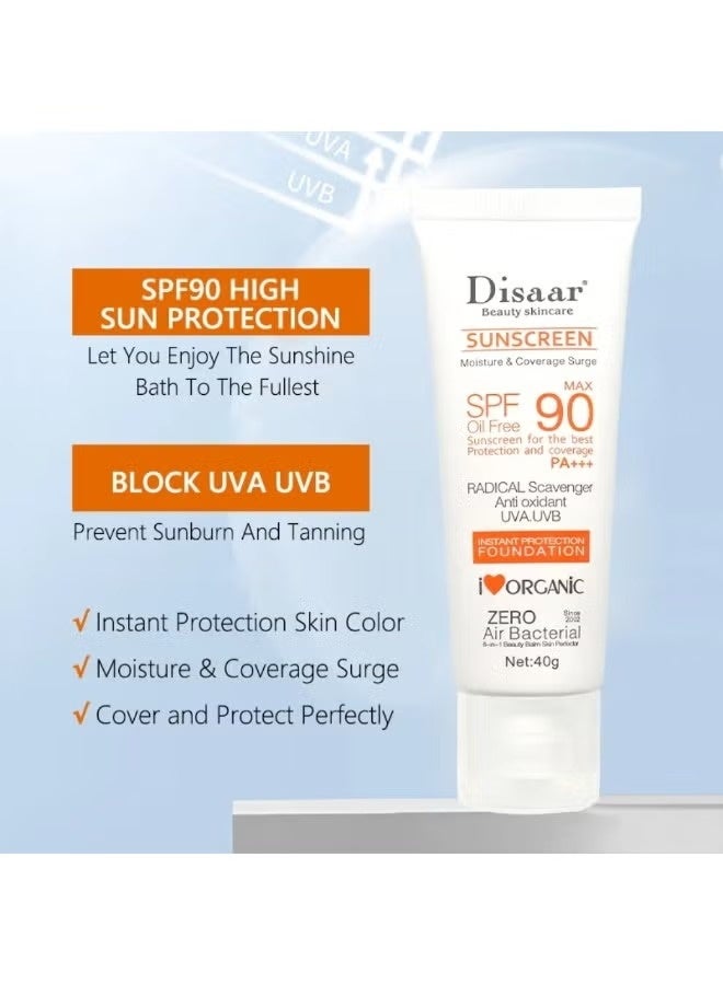 Disaar Beauty Skincare Sunscreen Combo Sunscreen SPF 90 Tube 40g Sunscreen Stick SPF 75 20g Sun Protection Face Body UV Care - Image 2