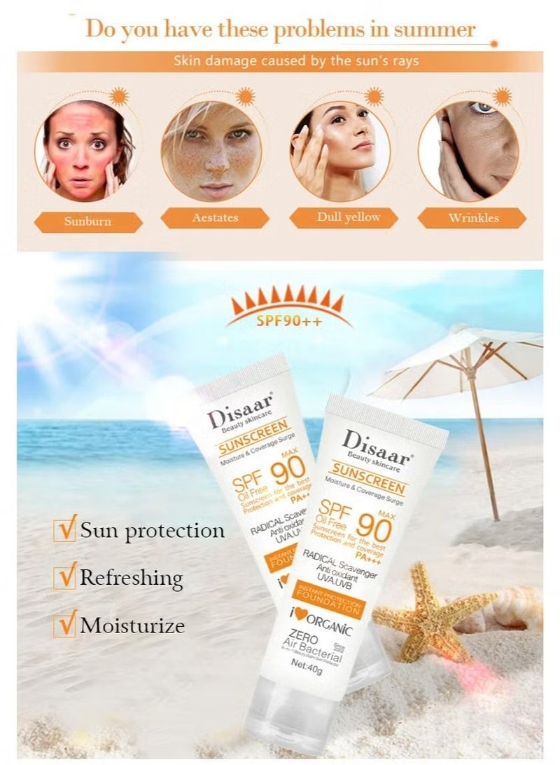 Disaar Beauty Skincare Sunscreen Combo Sunscreen SPF 90 Tube 40g Sunscreen Stick SPF 75 20g Sun Protection Face Body UV Care - Image 4