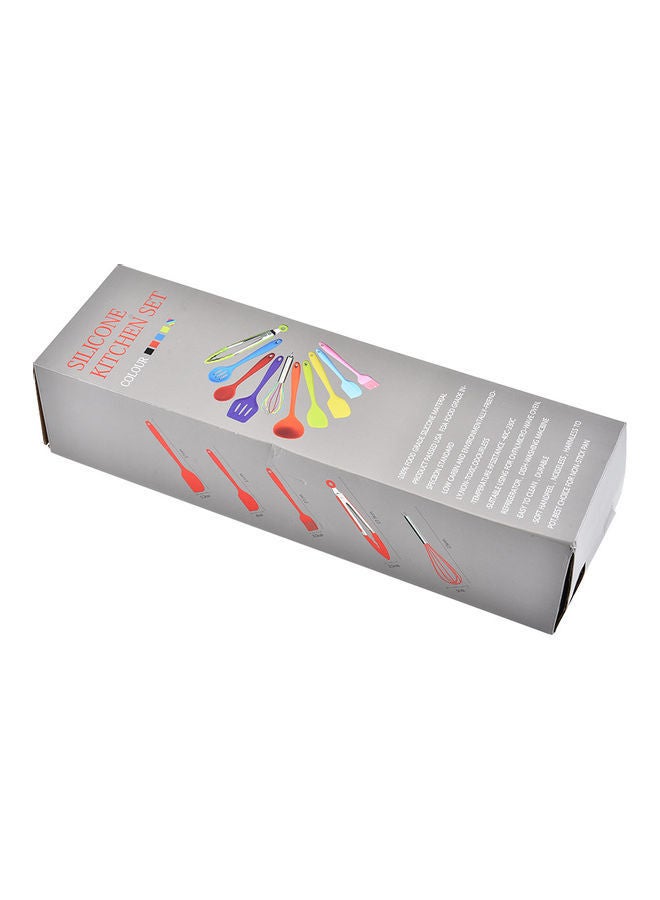 NIBEMINENT Silicone Kitchen Utensil Set 10 Pcs Heat Resistant Non-Stick Spoon Spatula Ladle Cooking Tools Dinnerware Blue 31.7*7.5*9.8cm - Image 3