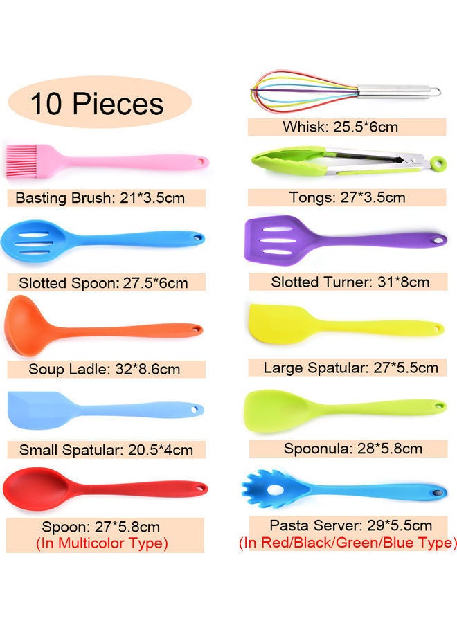 NIBEMINENT Silicone Kitchen Utensil Set 10 Pcs Heat Resistant Non-Stick Spoon Spatula Ladle Cooking Tools Dinnerware Blue 31.7*7.5*9.8cm - Image 2