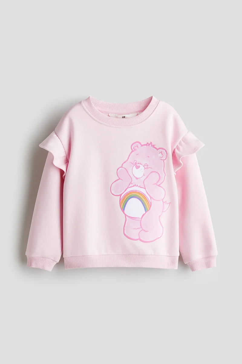H&M Frill-trimmed printed sweatshirt