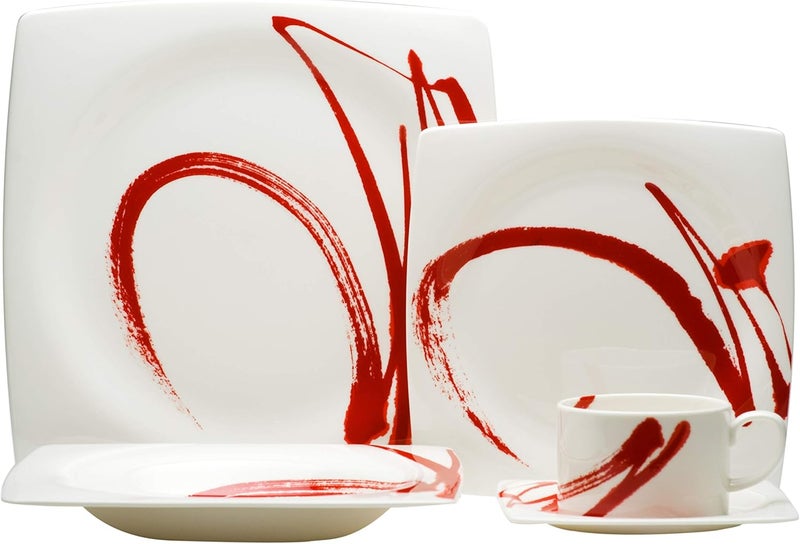 Red Vanilla Paint It Red Square Soup Bowl 10oz Set of 6 1 - Image 1