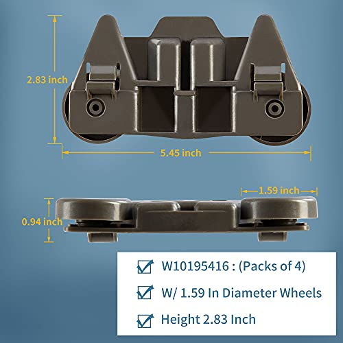 Monkemon UPGRADED W10195416 (Packs of 4) , Resistant to Rust Dishwasher Wheels Lower Rack for Kitchenaid Whirlpool Maytag Kenmore. Dishwasher Rack Parts W10195420 AP5983730 W10579095A Replacement Wheels - Image 5