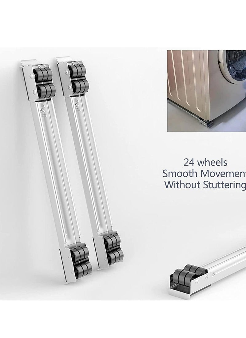 بيوينتي 2 Pieces Adjustable Washing Machine Pedestals Frame ， Drum Washing Machine Refrigerator Mobile Base ， Multifunction Washing Machine Base Stand Movably Adjustable  - Image 2