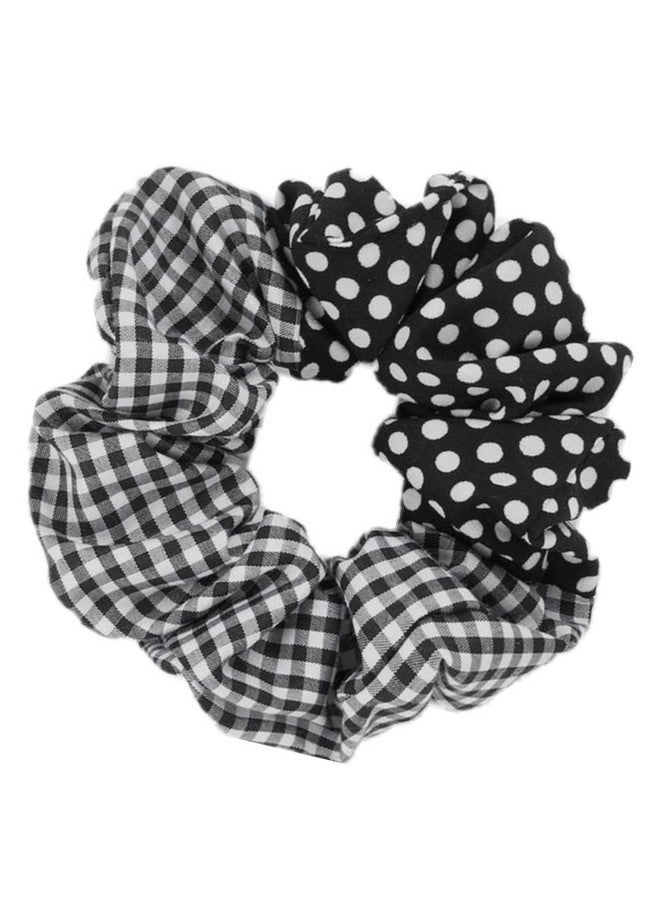 IBDA Blended Dot and Check Scrunchie Handmade, Pack of 01 Woman stylish Scrunchies Extra Soft Elastic to Avoid Pulling & Tugging, Prevents Hair Damage. Fancy Part Wear