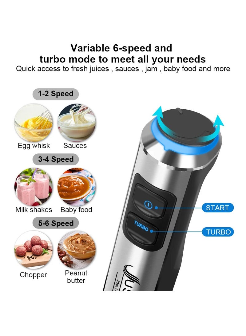 خلاط يدوي كهربائي 4 في 1 بقوة 1500 وات، معالج طعام، خلاط خفق بيض، عصارة، مفرمة لحم - Image 4