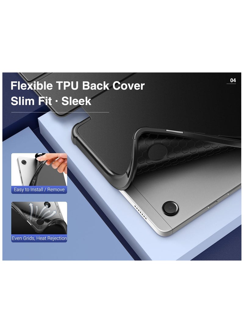 Slim Case for Samsung Galaxy Tab A9 8.7 Inch 2023 Model (SM-X110, SM-X115), Ultra Thin Lightweight Hard Back Shell Tri-Fold Stand Cover with Auto Wake/Sleep, Black - Image 2