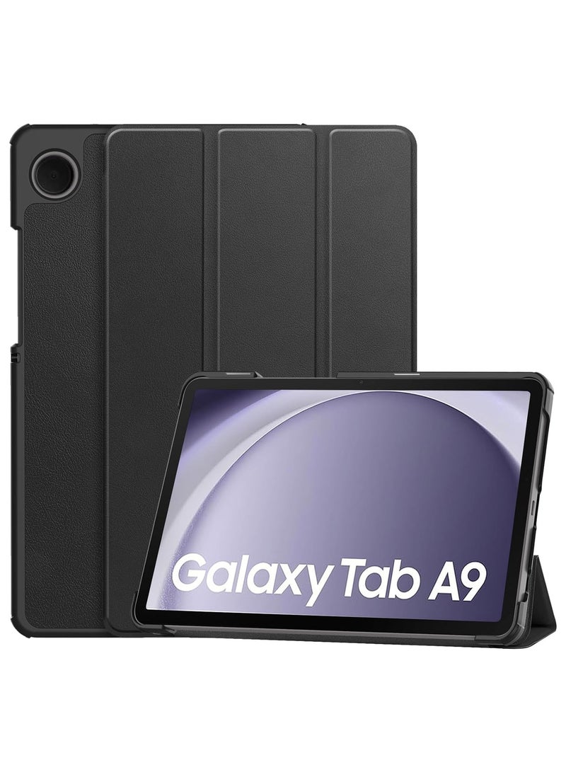 Slim Case for Samsung Galaxy Tab A9 8.7 Inch 2023 Model (SM-X110, SM-X115), Ultra Thin Lightweight Hard Back Shell Tri-Fold Stand Cover with Auto Wake/Sleep, Black - Image 1