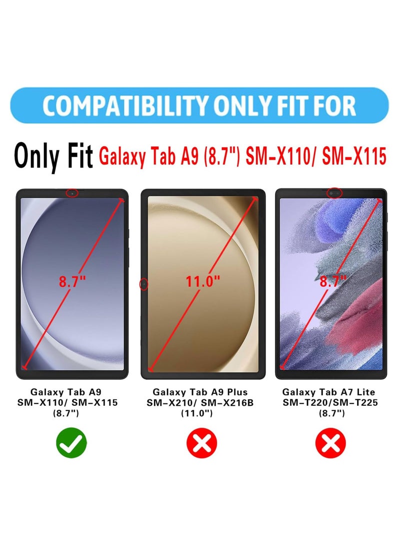 Slim Case for Samsung Galaxy Tab A9 8.7 Inch 2023 Model (SM-X110, SM-X115), Ultra Thin Lightweight Hard Back Shell Tri-Fold Stand Cover with Auto Wake/Sleep, Black - Image 5