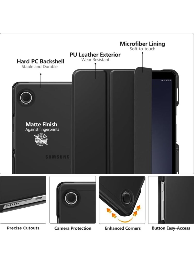 Slim Case for Samsung Galaxy Tab A9 8.7 Inch 2023 Model (SM-X110, SM-X115), Ultra Thin Lightweight Hard Back Shell Tri-Fold Stand Cover with Auto Wake/Sleep, Black - Image 3