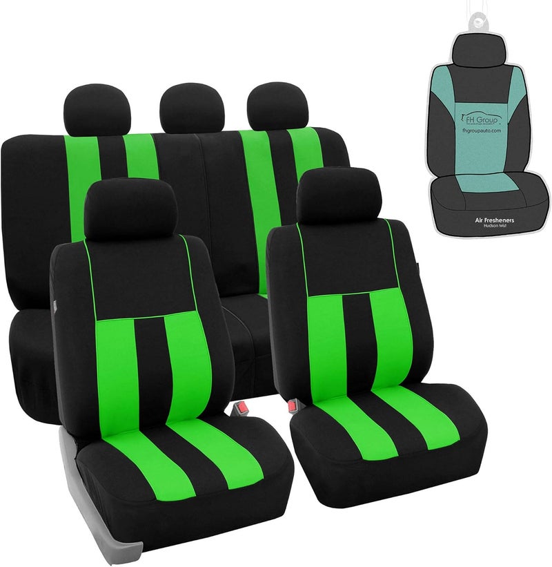 FH Group Car Seat Cover Full Set Striking Striped Black Car Seat Covers with Front Seat Covers and Rear Split Bench Car Seat Cover Universal Fit Interior Accessories for Cars Trucks and SUVs - Image 1