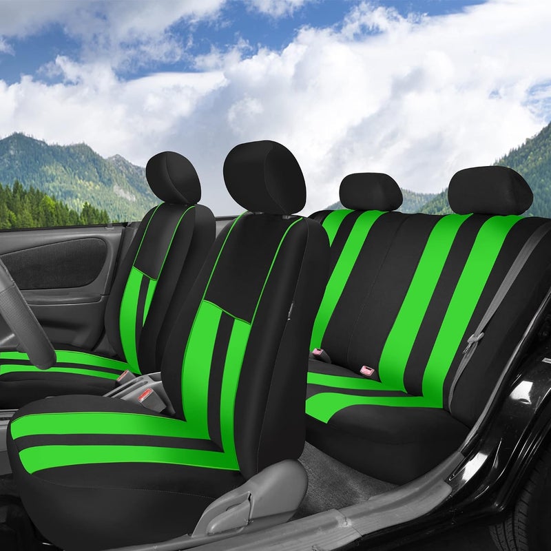 FH Group Car Seat Cover Full Set Striking Striped Black Car Seat Covers with Front Seat Covers and Rear Split Bench Car Seat Cover Universal Fit Interior Accessories for Cars Trucks and SUVs - Image 2