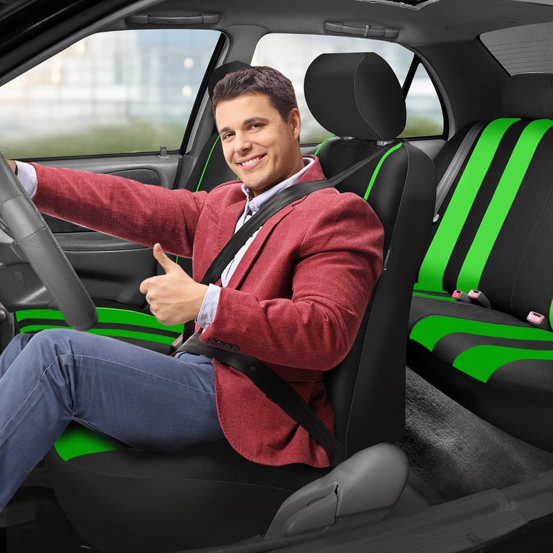 FH Group Car Seat Cover Full Set Striking Striped Black Car Seat Covers with Front Seat Covers and Rear Split Bench Car Seat Cover Universal Fit Interior Accessories for Cars Trucks and SUVs - Image 3