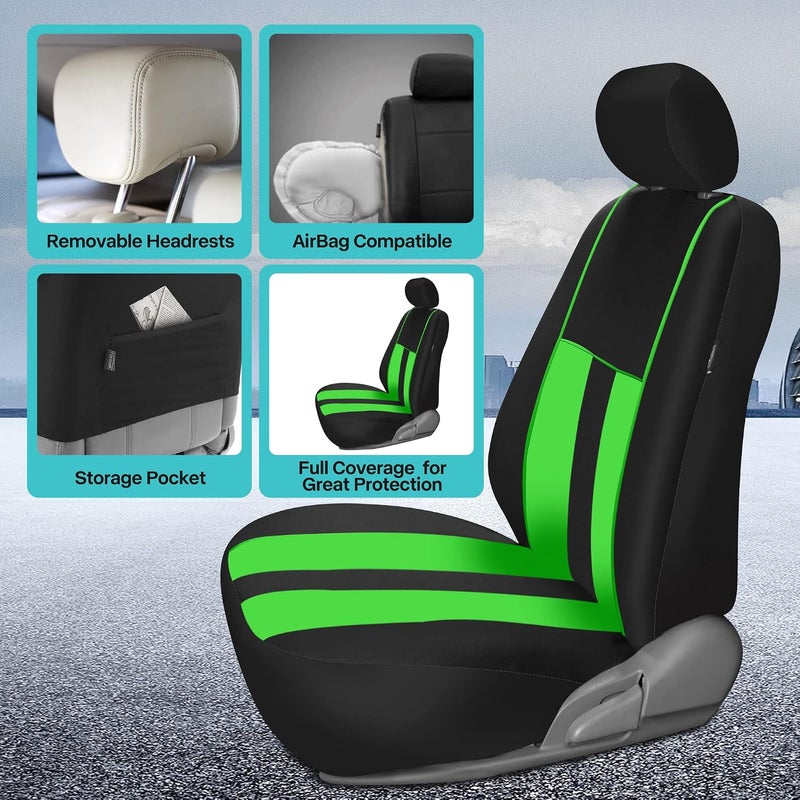 FH Group Car Seat Cover Full Set Striking Striped Black Car Seat Covers with Front Seat Covers and Rear Split Bench Car Seat Cover Universal Fit Interior Accessories for Cars Trucks and SUVs - Image 4