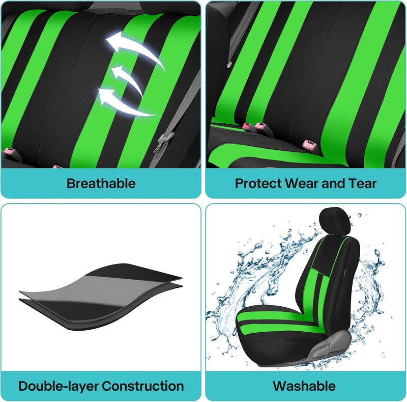 FH Group Car Seat Cover Full Set Striking Striped Black Car Seat Covers with Front Seat Covers and Rear Split Bench Car Seat Cover Universal Fit Interior Accessories for Cars Trucks and SUVs - Image 5