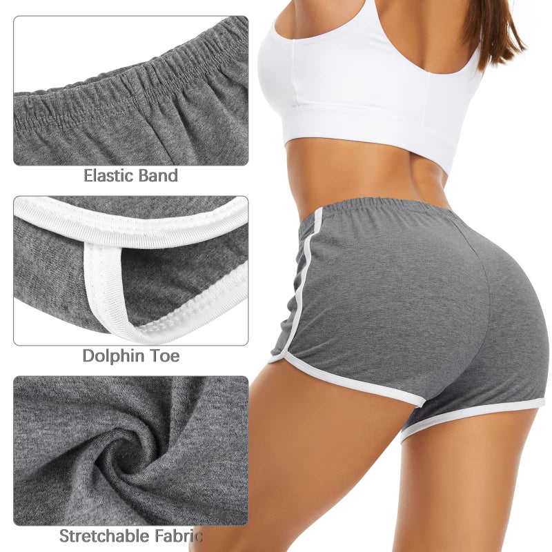 URATOT 7 Pack Womens Cotton Shorts, Dolphin Booty Athletic Gym Sports Shorts for Yoga Lounge Running - Image 5