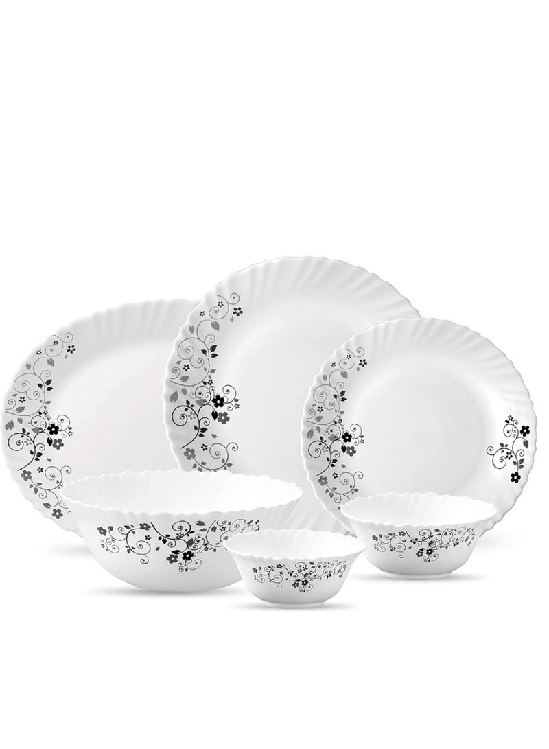Laopala Classic 44 Pcs Dinner Sets Glass Material Plates Mystrio Black Dinner Set Microwave Safe & Dishwasher Safe Minimalist Style Lightweight Bowls, Cups, Plates Set-Reusable - Image 1