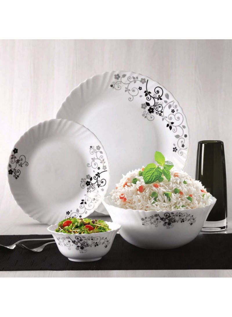 Laopala Classic 44 Pcs Dinner Sets Glass Material Plates Mystrio Black Dinner Set Microwave Safe & Dishwasher Safe Minimalist Style Lightweight Bowls, Cups, Plates Set-Reusable - Image 2