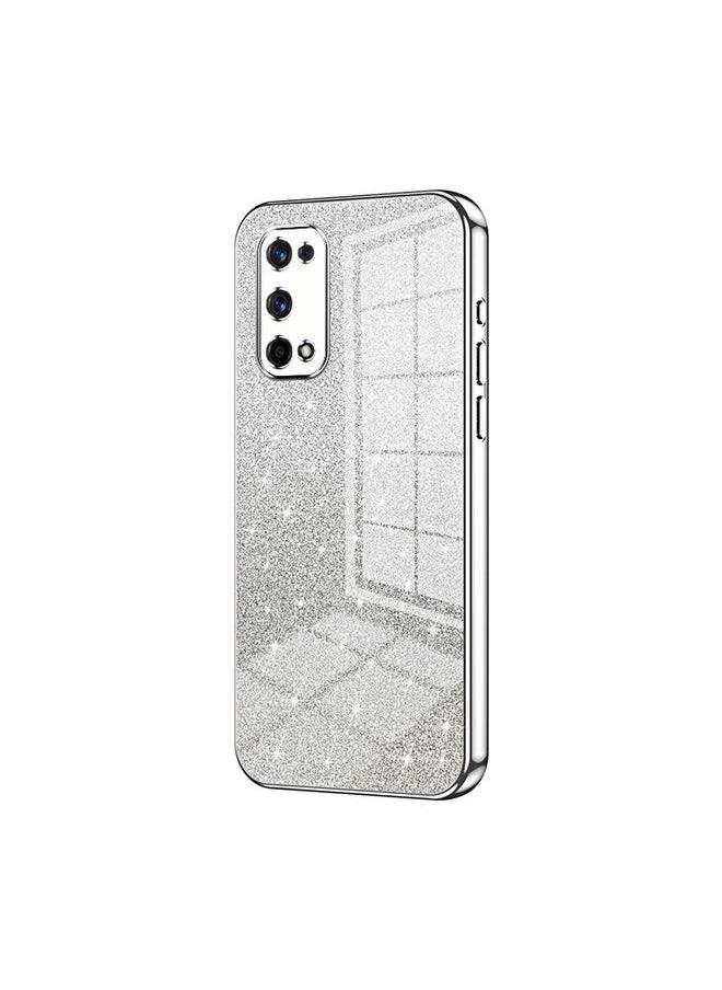 HuHa Case Cover For Realme X7 Pro Gradient Glitter Powder Electroplated Phone Case Silver 