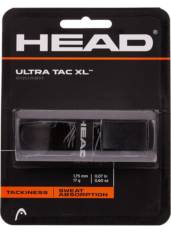 هيد مقبض مضرب الاسكواش Ultra Tac XL Overwrap، أسود - مقابض اسكواش ممتازة مصممة للأداء والمتانة والراحة - Image 1