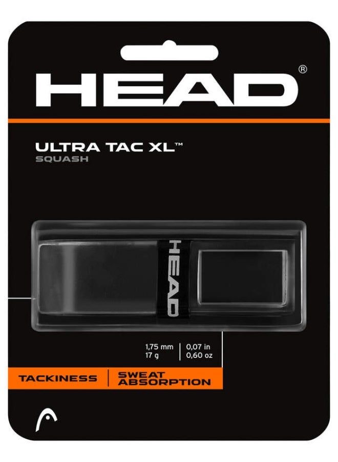 HEAD Ultra Tac XL Squash Grip - Replacement Grip for squash rackets, Black - Image 1