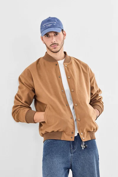 سنيتش Snap Button Bomber Jacket