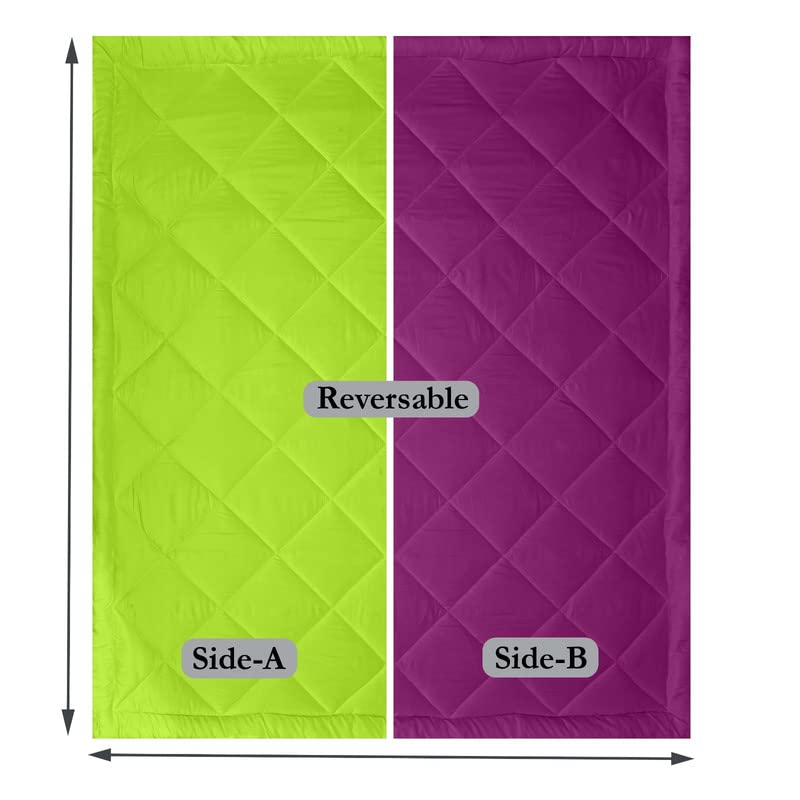 CHICERY Microfiber Reversible Solid Extra Comfort & Soft Comforter||Blanket Double Bed 250 GSM Ultra Soft Comforter for Winter-Purple Green-Pack of 1 - Image 5