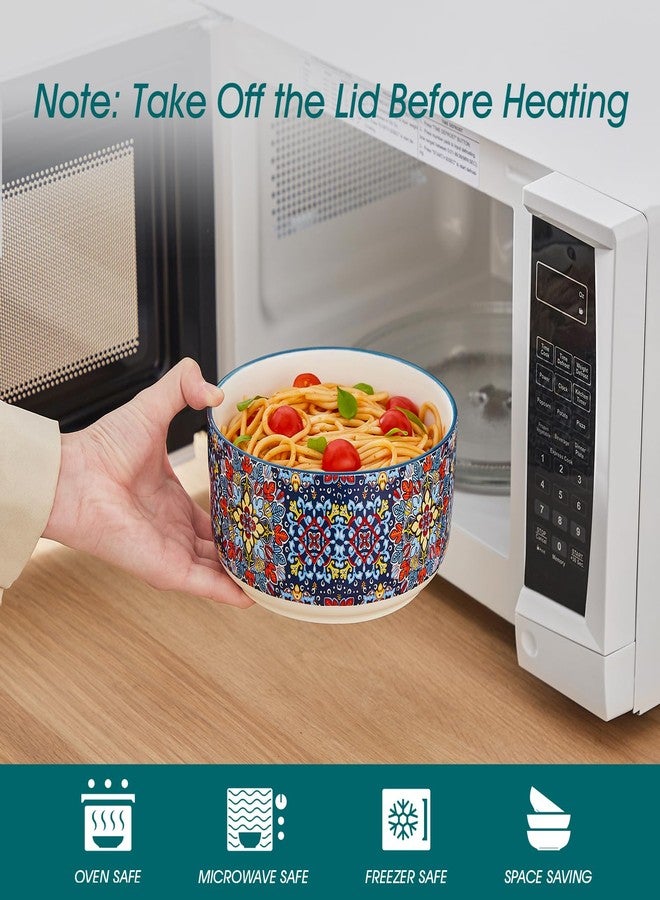 vancasso Serving Bowls with Lids Set of 4, Ceramic Nesting Mixing Bowls for Food Storage, Prep and Stackable, Dishwasher & Microwave Safe Gift Set, 60/36/20/10 OZ, Series SIMI - Image 4