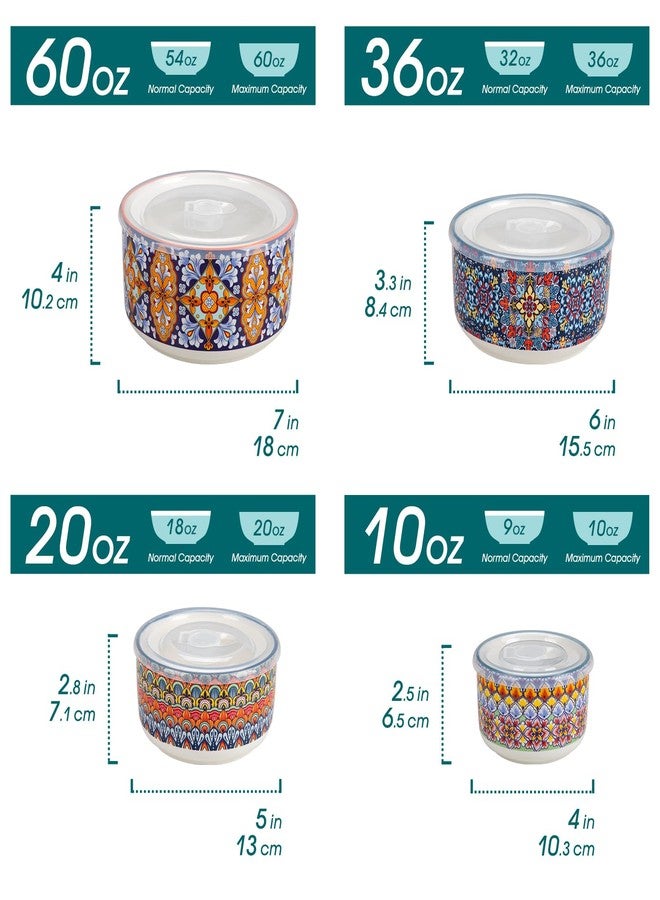 vancasso Serving Bowls with Lids Set of 4, Ceramic Nesting Mixing Bowls for Food Storage, Prep and Stackable, Dishwasher & Microwave Safe Gift Set, 60/36/20/10 OZ, Series SIMI - Image 2