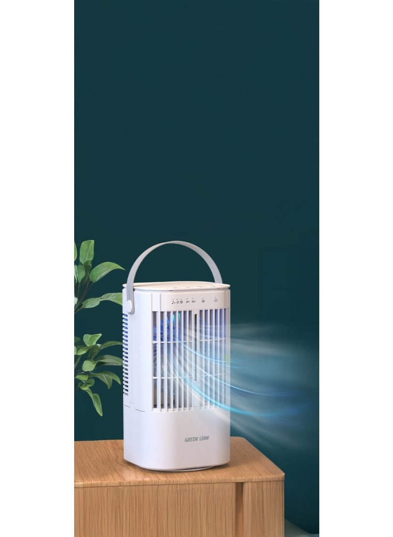 GREEN LION Compact Air Cooler Fan with Portable Handle & Large Water Tank/ Cooling Time 8 Hrs Per Fill / Fan Speed 3 Levels+ / 7-Color LED Night  - White - Image 4